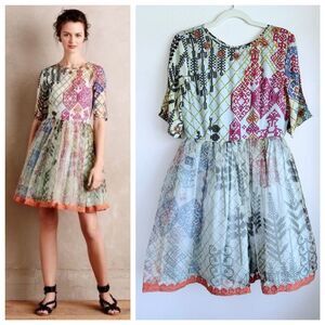 NWT Anthropologie Hemant & Nandita Ottilie Silk Fit & Flare Party Dress Size 6